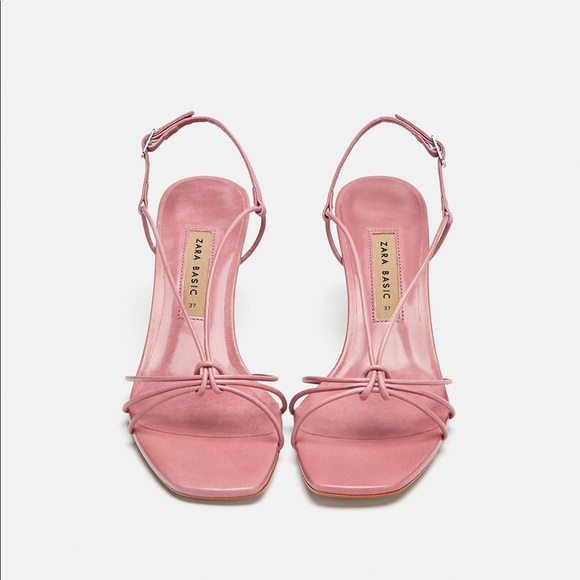 Zara Shoes Zara Pink Leather High Heeled Strappy Sandals Poshmark